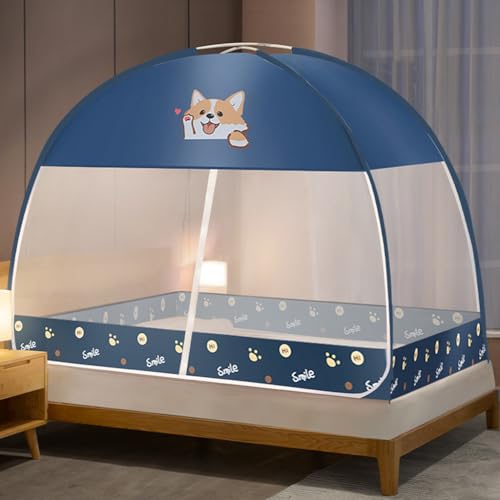 HASTHIP® Pop-up Mosquito Tent for Bed Cartoon Mosquito Net Zippered Fine Mesh Breathable Mosquito Net with Enclosed Roof Universal Double Side Roll-up Curtain Mosquito Net, 6.6ft x 7.2ft HASTHIP® Pop-up Mosquito Tent for Bed Cartoon Mosquito Net Zippered Fine Mesh Breathable Mosquito Net with Enclosed Roof Universal Double Side Roll-up Curtain Mosquito Net, 6.6ft x 7.2ft